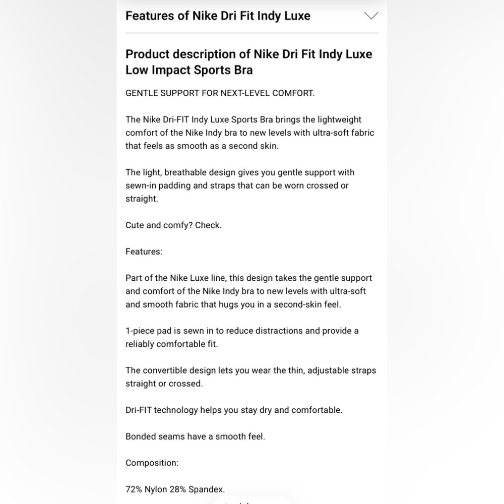 Nike Women Dri-FIT Indy Luxe Low Support Sport Bra WHITE NEW WITH TAGS XL - Picture 10 of 10